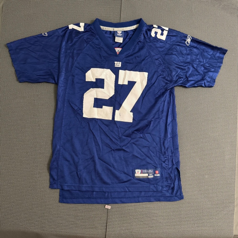 Reebok NFL New York Giants Brandon Jacobs 27 Jersey Blue Youth XL 18-20